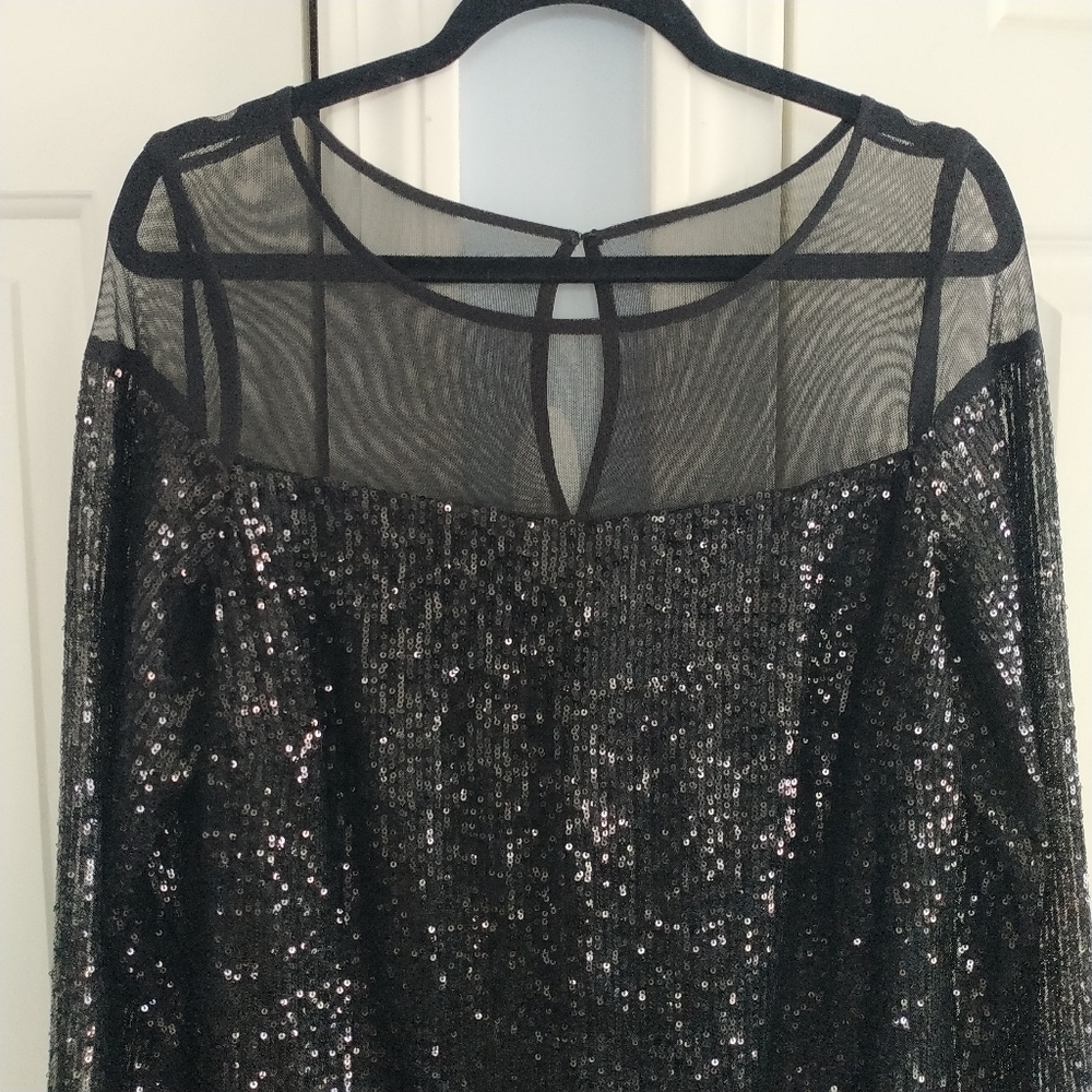 R&M Richards Black Sequins Mesh Dress Special Occasions 14 - Picture 2 of 14